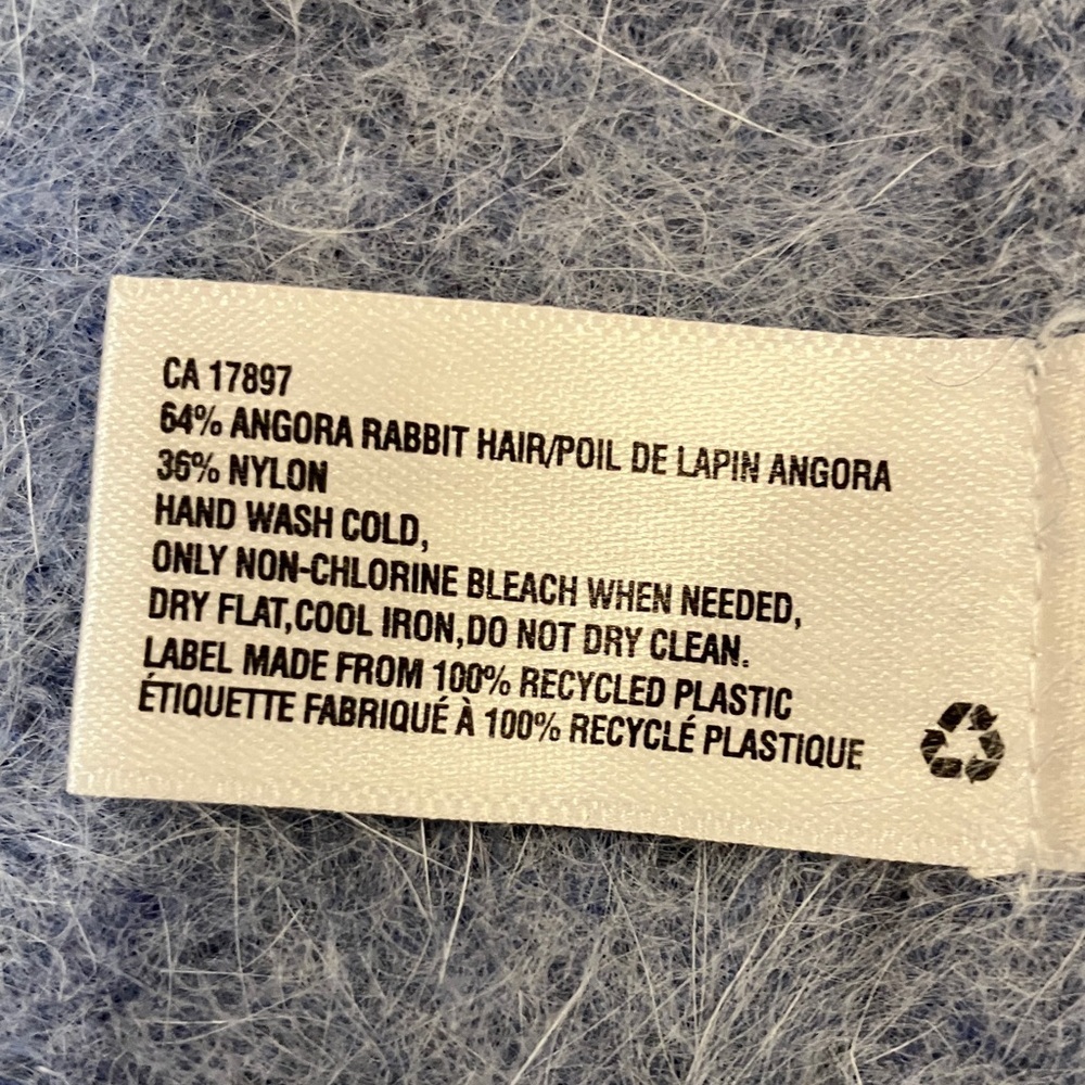 Angora small GAP Heather gray blue Fuzzy short sleeve Sweater - Picture 8 of 9